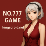 “Anime-style female character in a red outfit standing on a dark red background with the text No.777 Game and kingsdroid.net.”