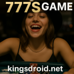 “A joyful woman at a gaming table, featured in the 777SZ Game promotional banner on kingsdroid.net.”